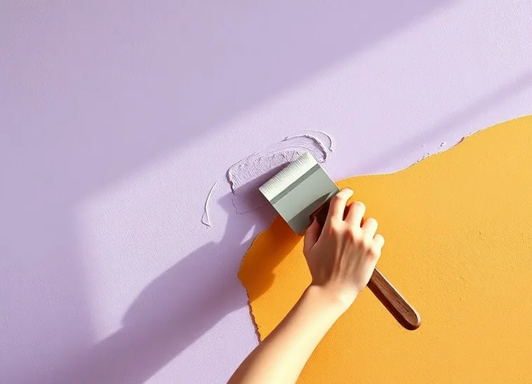 Application d'un enduit décoratif à la lisseuse sur un mur